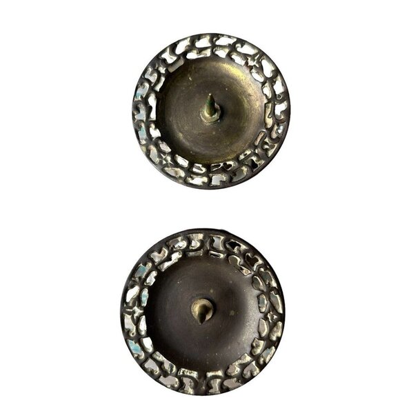 Candle Sticks Holders Brass Marble Ornate Pillar Taper 7"‎ MCM VTG Set Of 2 - Picture 6 of 9